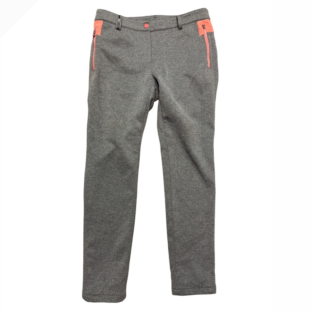 JDX Multisports Women Gray Pink Fleece Lined Golf Pants Straight Leg